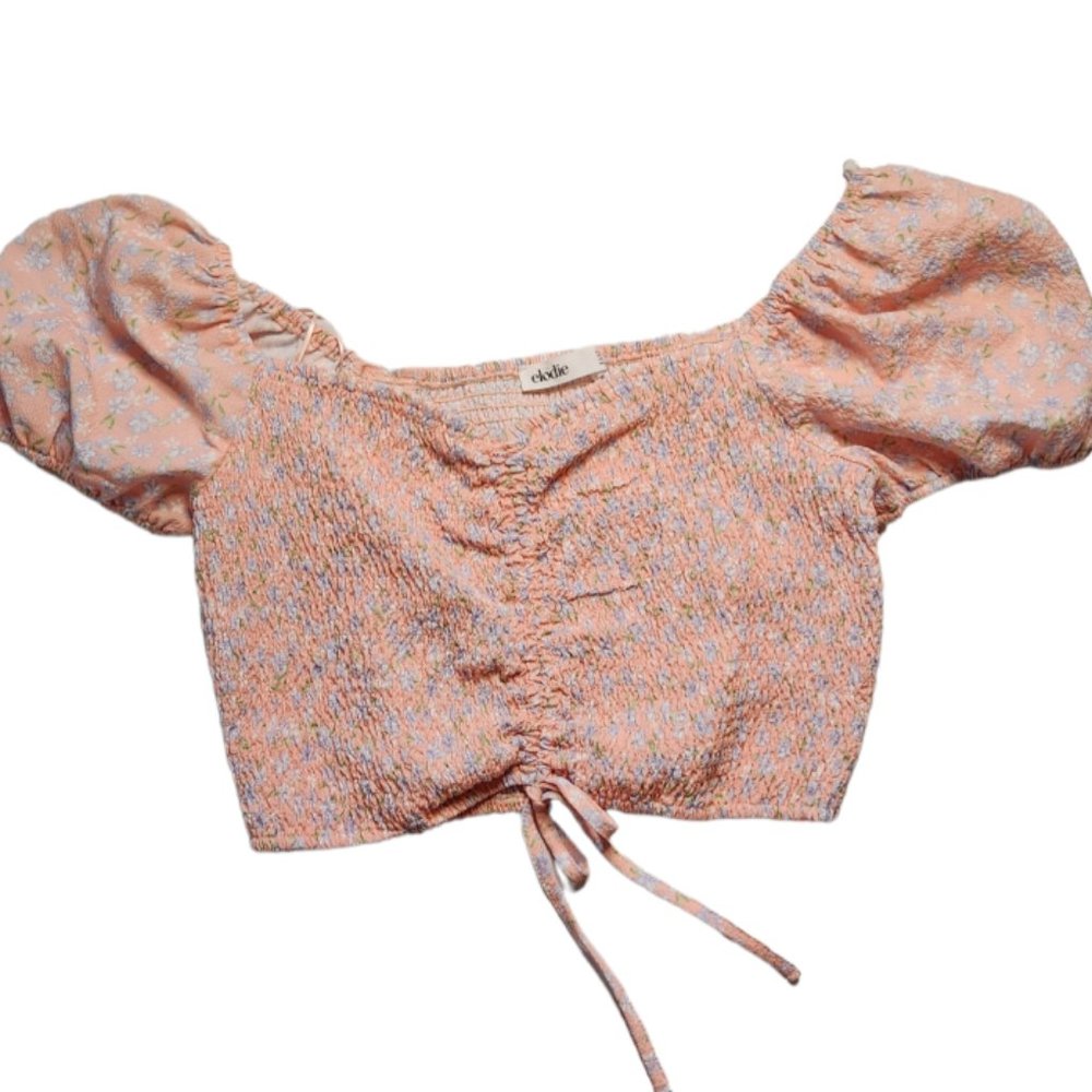 ELODIE Square Neck Smocked Top